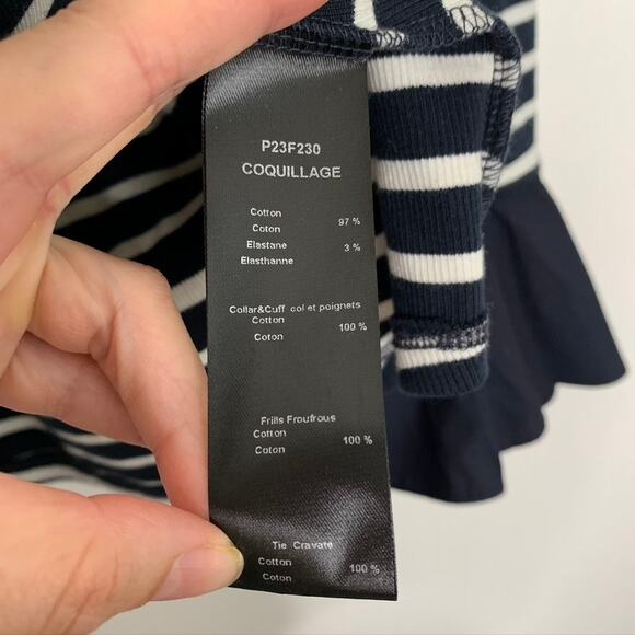 Anne Fontaine Coquillage Striped Bell-Sleeve Ruffle Top - Picture 14 of 16